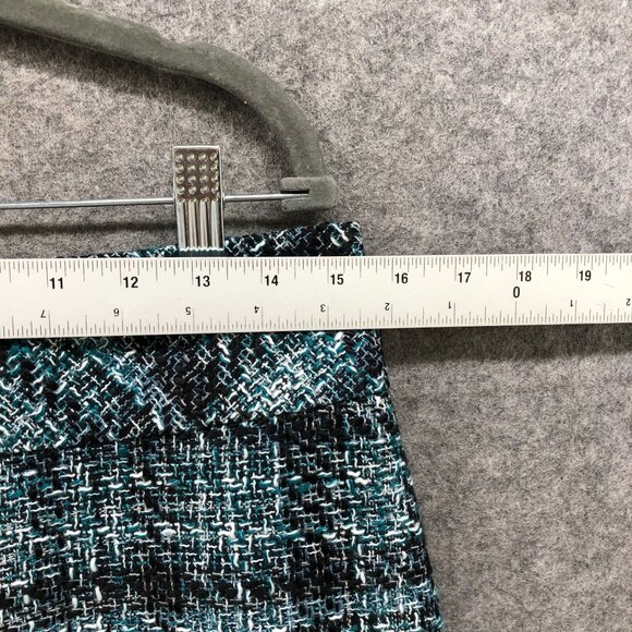 Loft Tweed Mini Skirt Womens 6 Teal Blue Black Plaid Wool Blend Formal - Picture 10 of 12